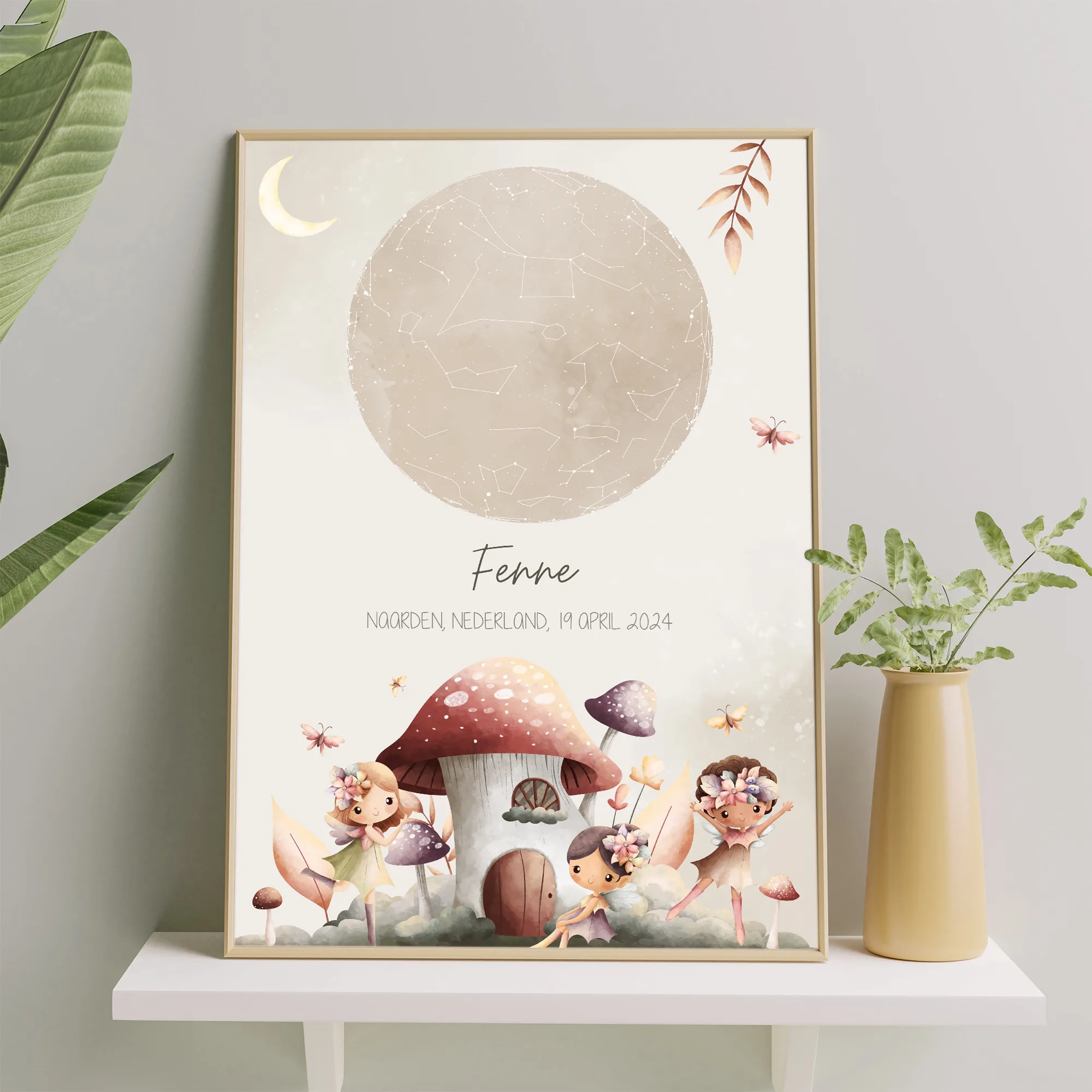 sterrenhemel poster geboorte, poster meisjeskamer