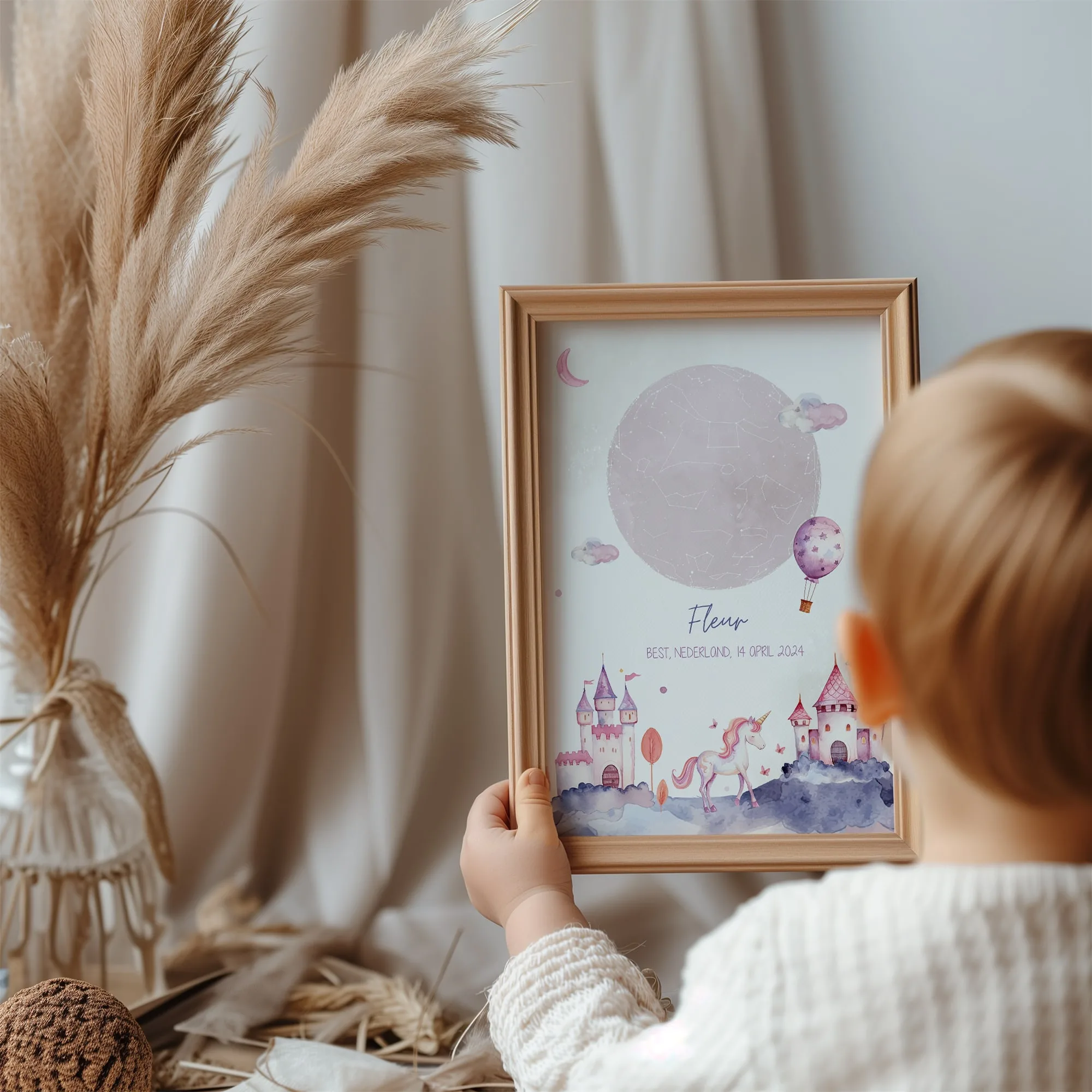 Kinderkamer poster meisje. Babykamer poster roze