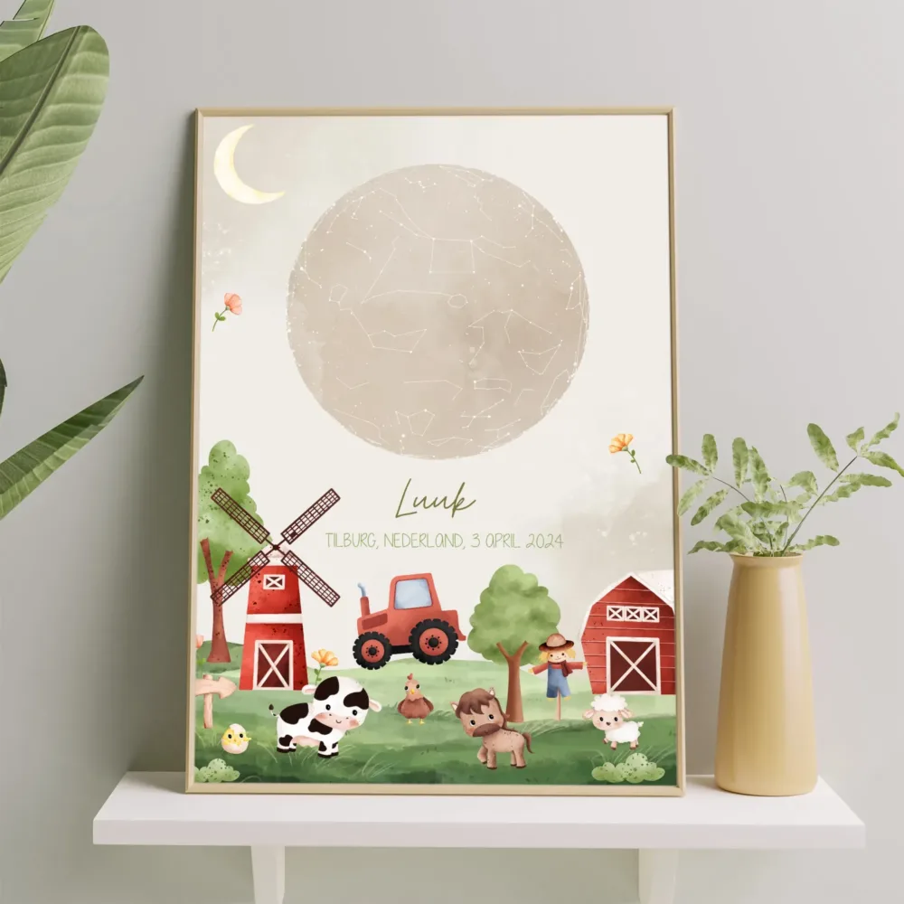 sterrenhemel poster, boerderij kinderkamer