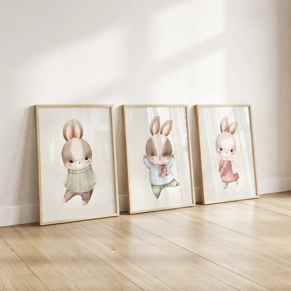 Nijntje poster set van 3 voor babykamer en kinderkamer in zachte neutrale tinten