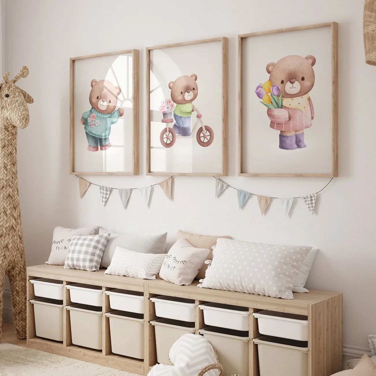 Poster set kinderkamer. Beertje posters babykamer.