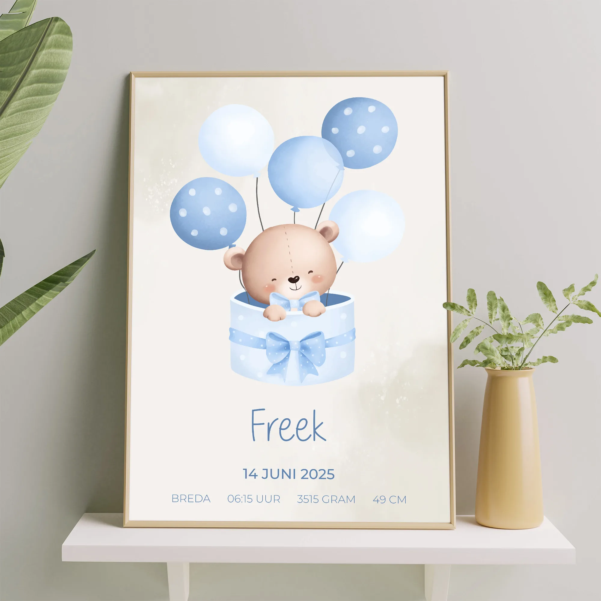 Babykamer poster geboorte jongen