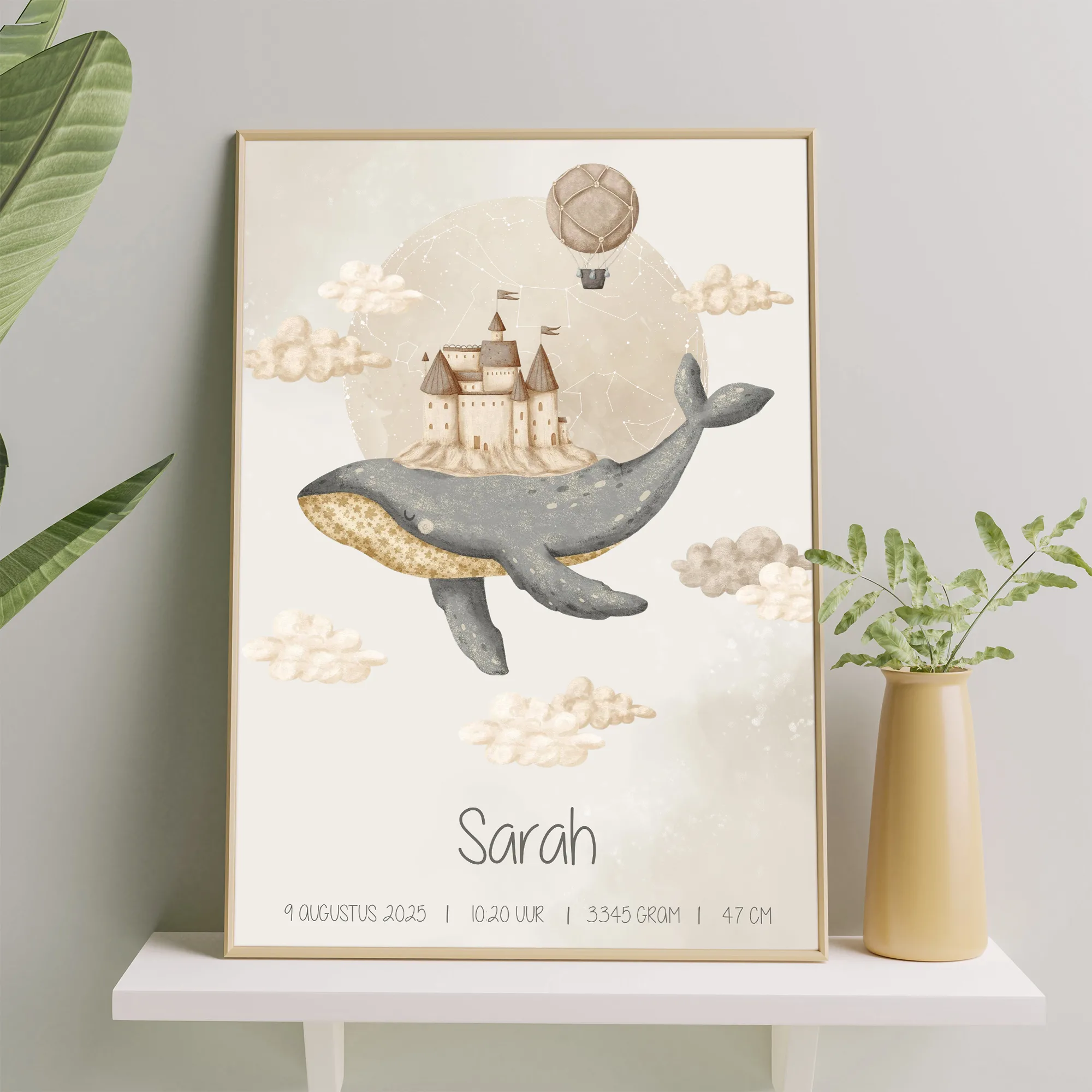 Babykamer sterrenhemel poster geboorte zeedieren