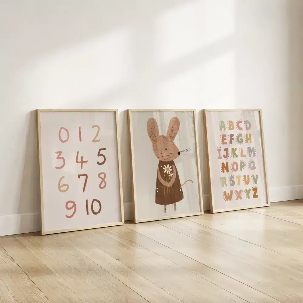 neutrale babykamer poster set